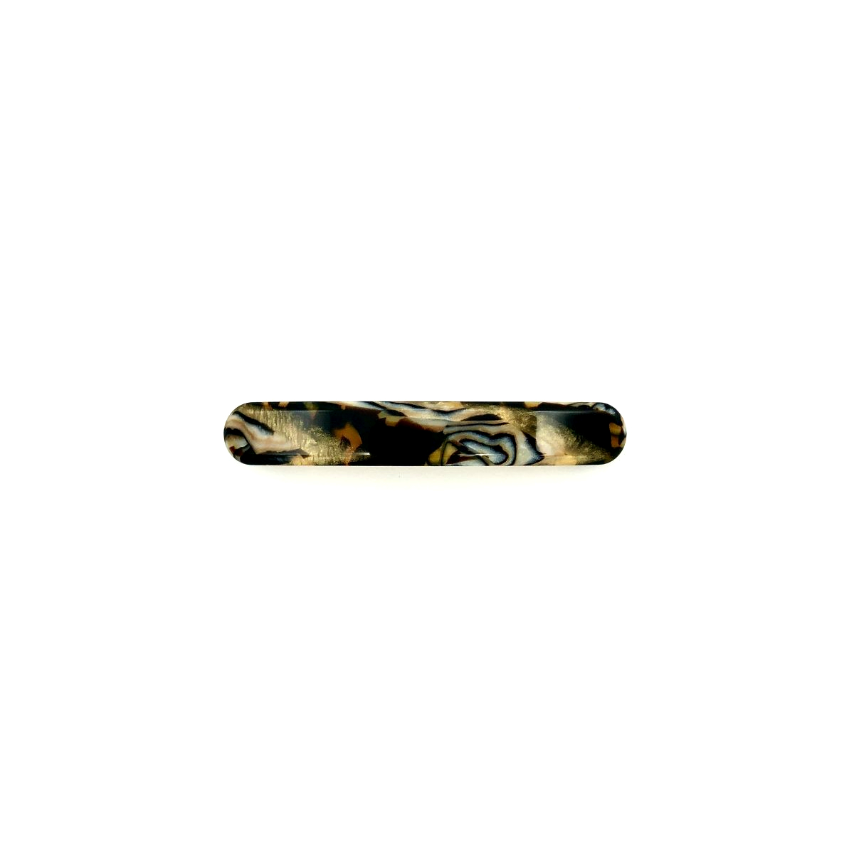 Haarspange gold/schwarz - klein, flach - 7,7 cm