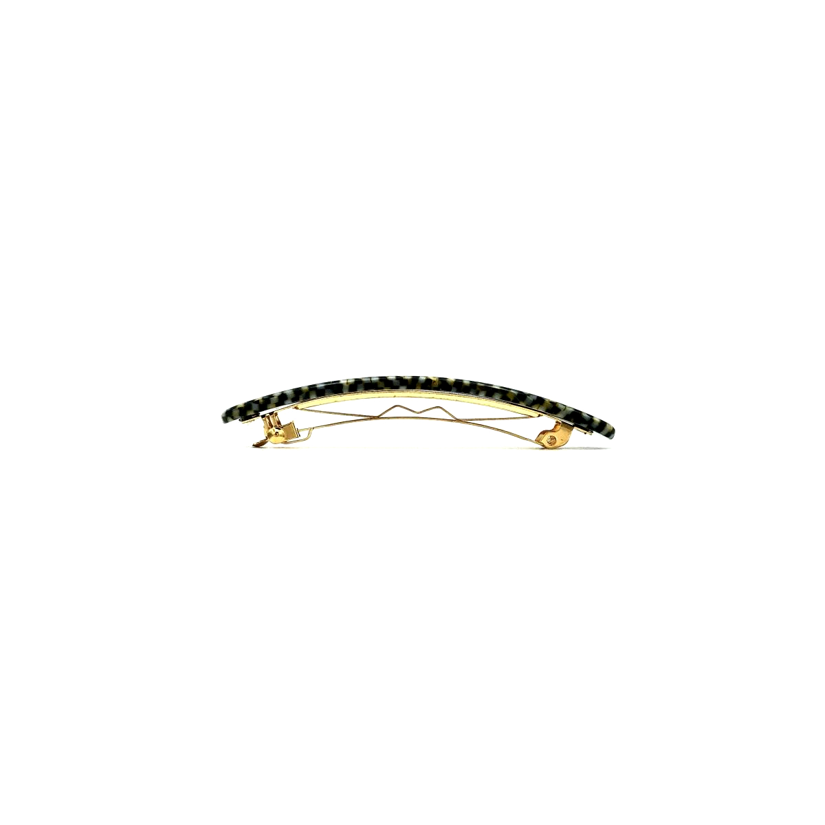 Haarspange silbergrau/schwarz - klein, flach - 7,7 cm