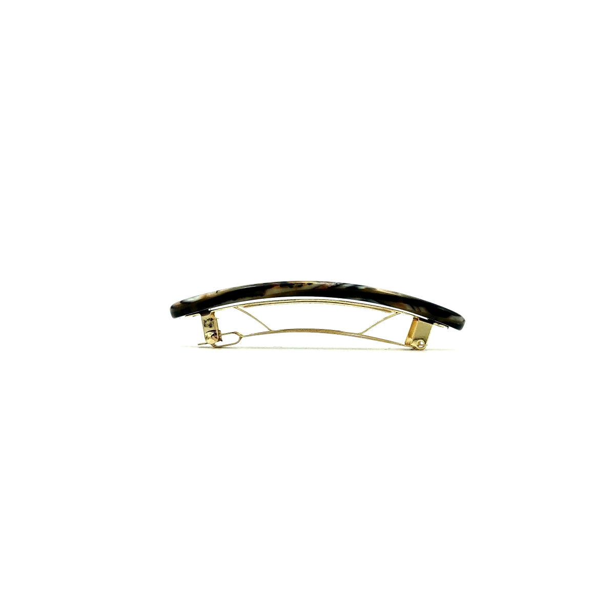 Haarspange gold/schwarz - klein, paralleloval - 7,7 cm