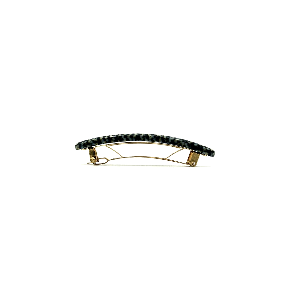 Haarspange silbergrau/schwarz  - klein, paralleloval - 7,7 cm
