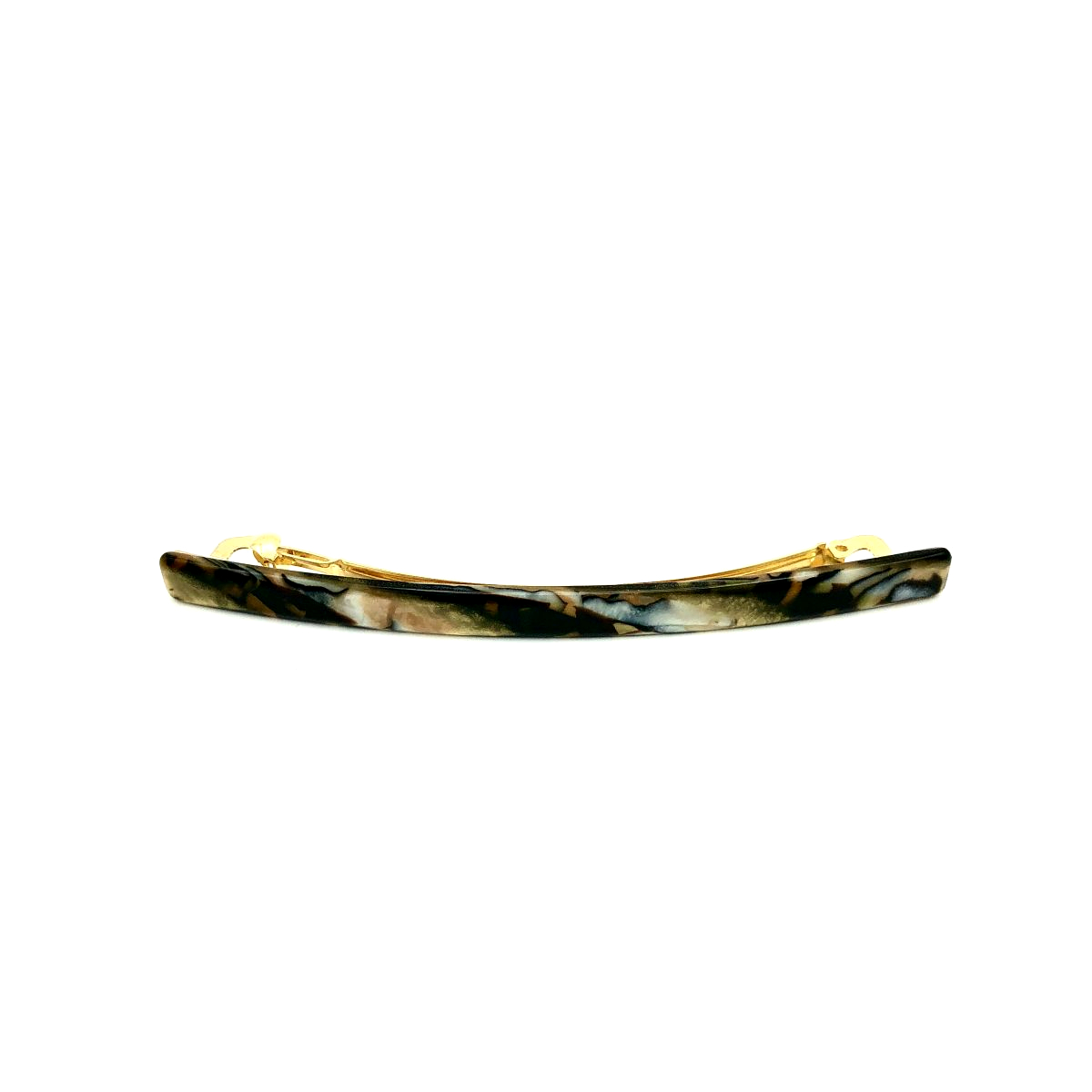 Haarspange gold/schwarz - lang, flach - 10,3 cm