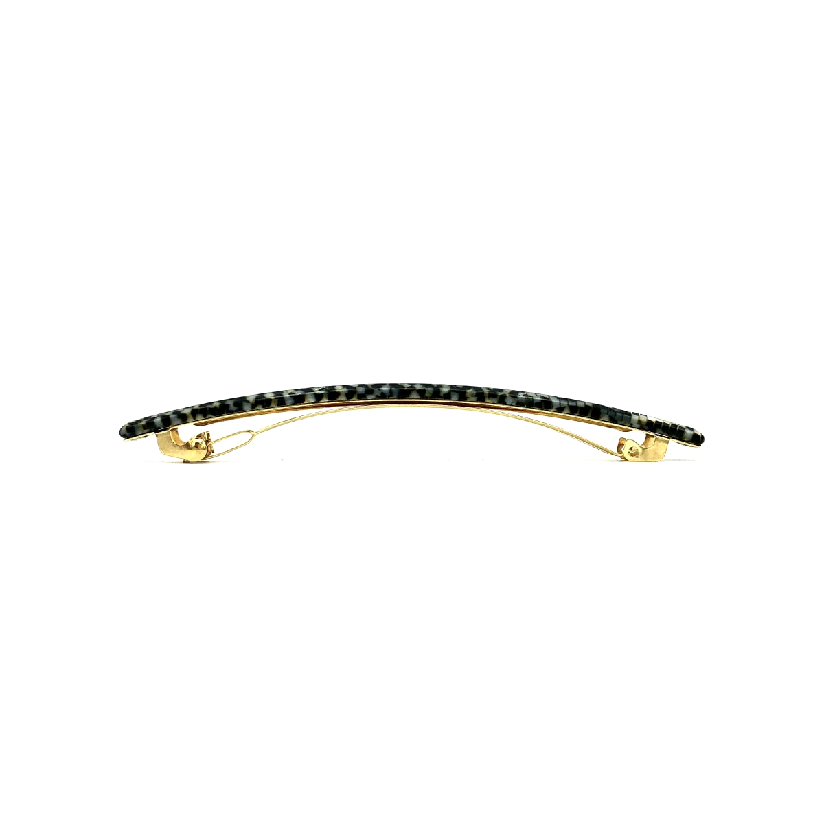 Haarspange silbergrau/schwarz - lang, flach - 10,3 cm