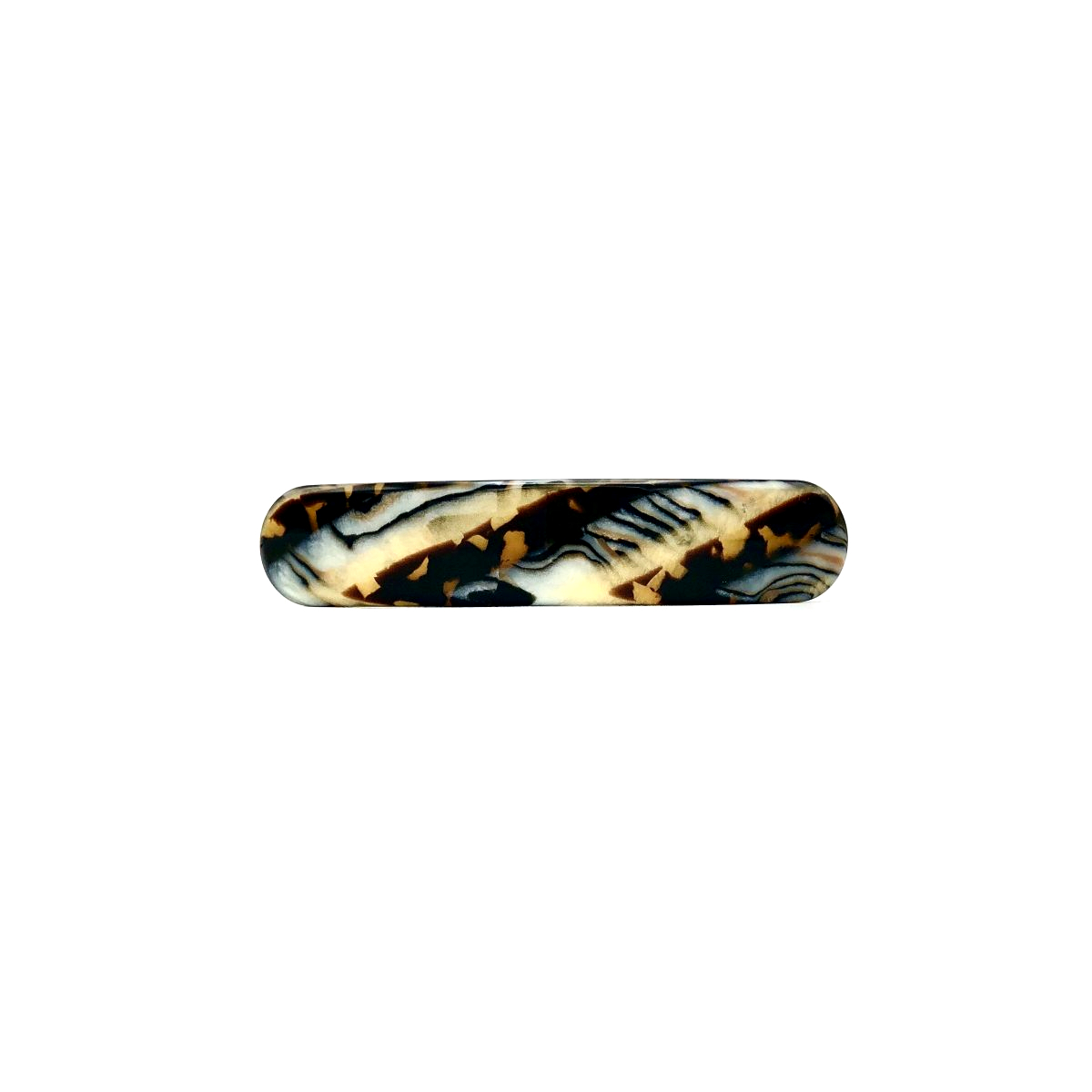 Haarspange gold/schwarz - mittel, paralleloval - 10 cm