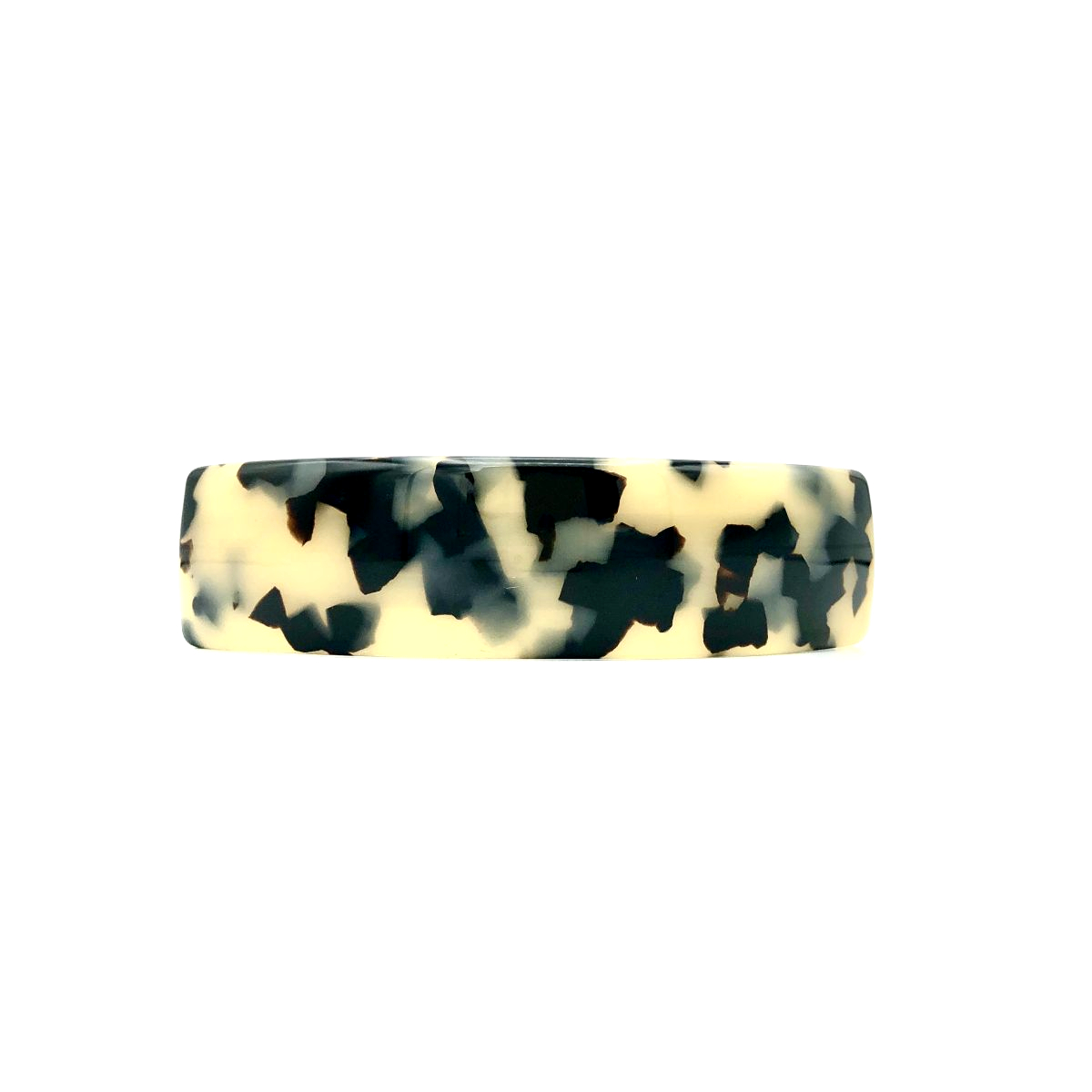 Haarspange schwarz/beige - groß, gebogen, schmal - 9,5 cm