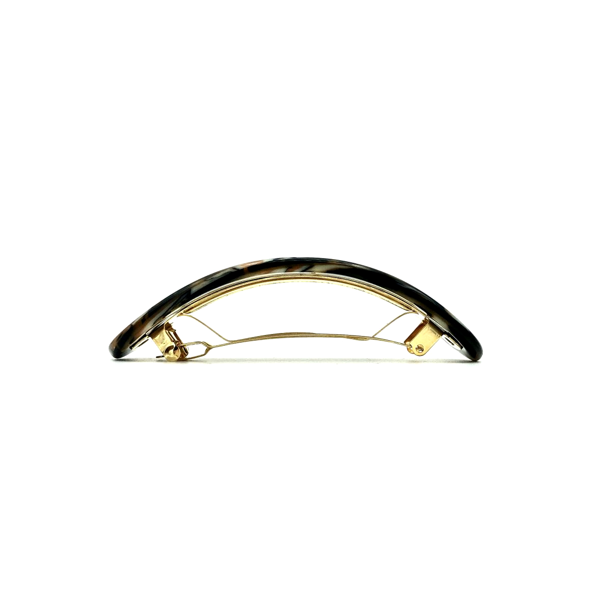 Haarspange gold/schwarz - groß, gebogen,paralleloval -  9,5 cm